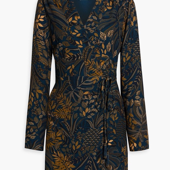 FARM Rio Teal Dotted Forest Lenzing Ecovero Viscose Wrap Mini Dress - Picture 7 of 9